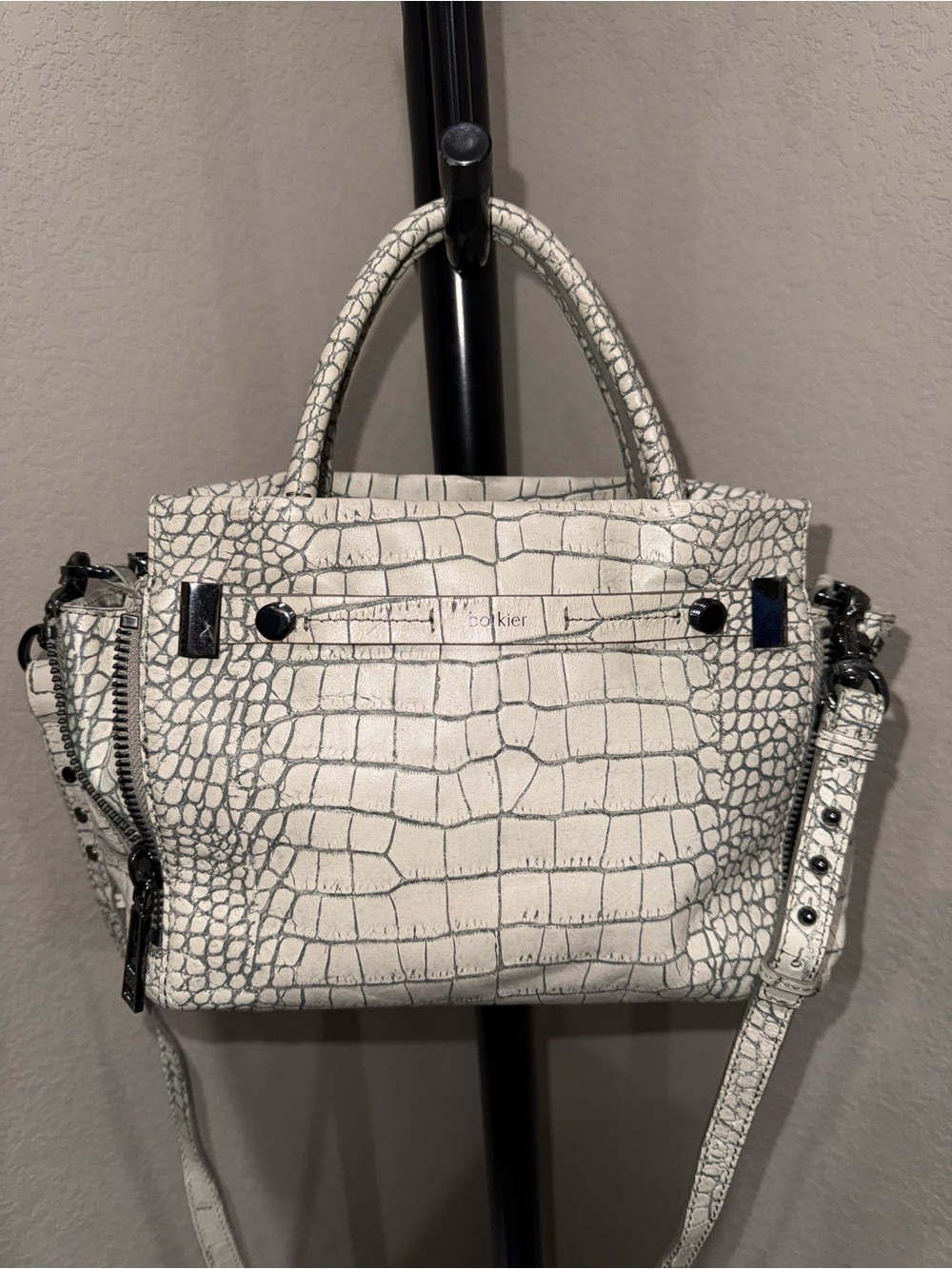 Botkier White Croc-Embossed Shoulder Bag